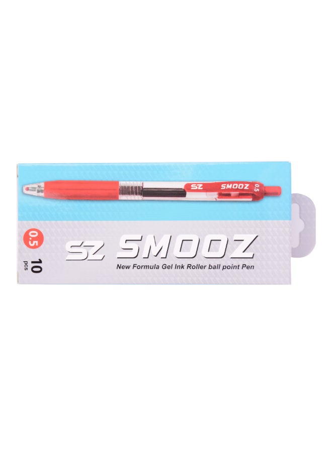 SMOOZ 10-Piece New Formula Gel-Ink Roller Ballpoint Pen Red 0.5 mm 145648 - Image 2